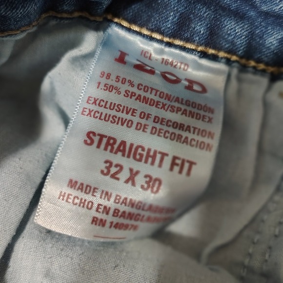 IZOD Comfort Stretch Jeans Straight Fit Denim Blue Casual Pants 32x30 U - Picture 5 of 7